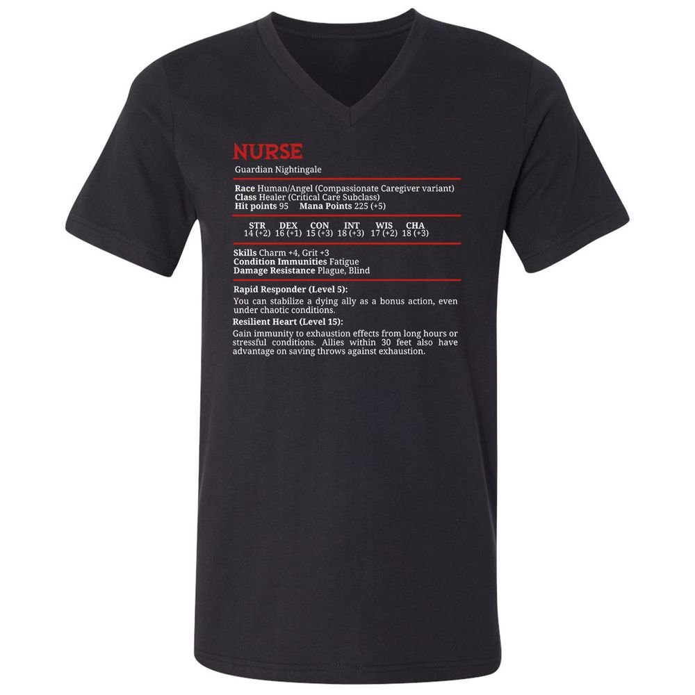 Nurse Stats Unisex V-Neck T-Shirt - Black - 1