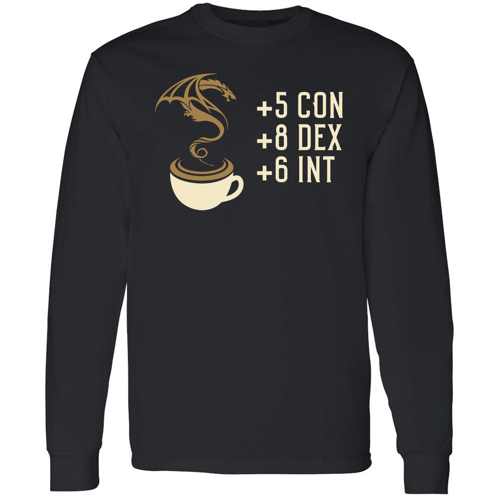 Coffee Dragon Long Sleeve T-Shirt - Black - 1