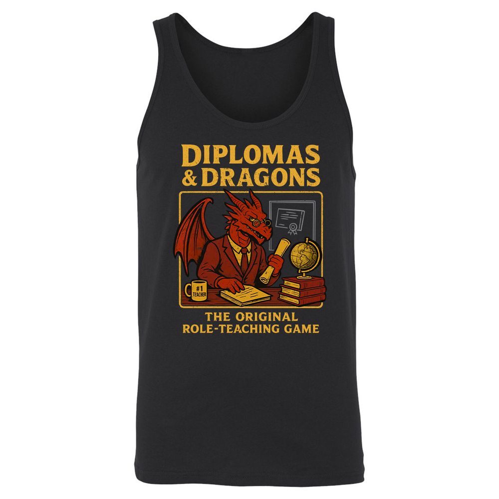 Diplomas & Dragons Unisex Jersey Tank - Black - 1