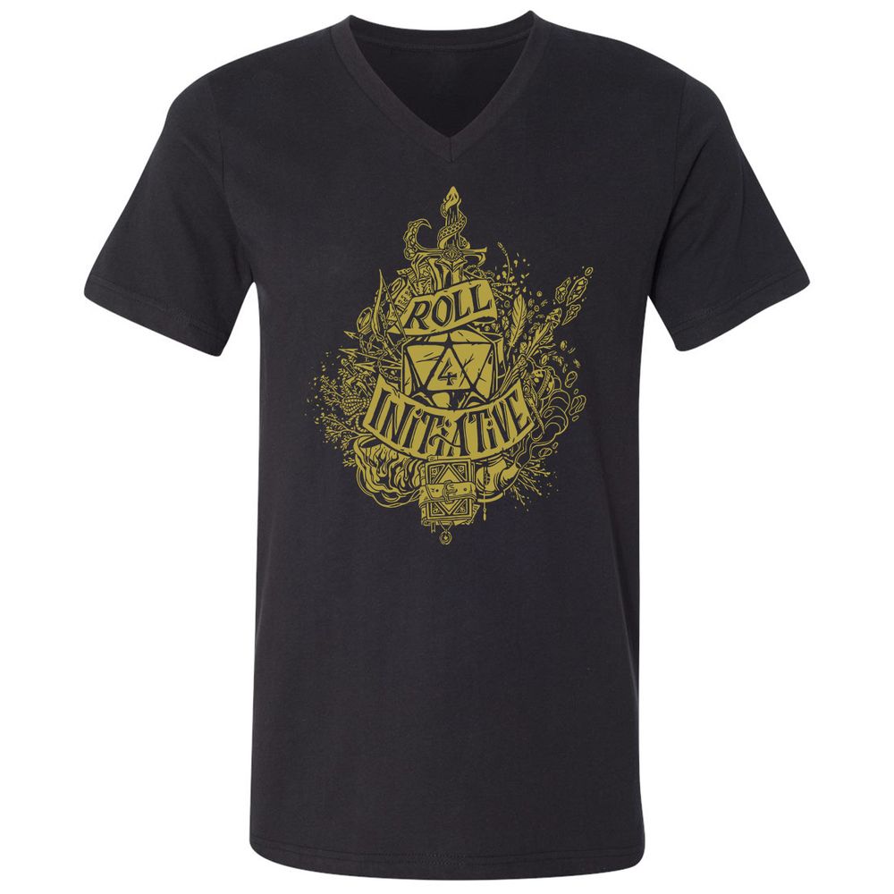 Roll Initiative Unisex V-Neck T-Shirt - Black - 1