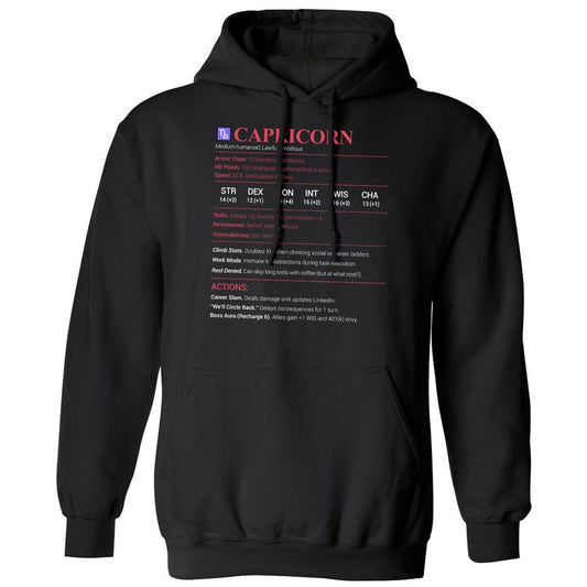 Capricorn Stats Classic Unisex Hoodie - Black - 1