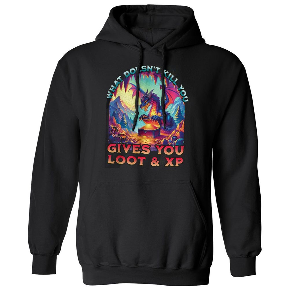 What Doesn't Kill You Give You Loot & XP Classic Unisex Hoodie - Black - 1