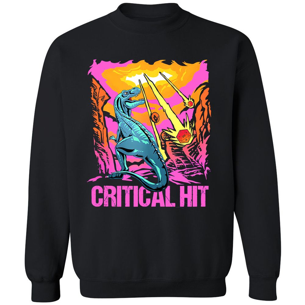 Dinosaur Critical Hit Classic Unisex Sweatshirt - Black - 1