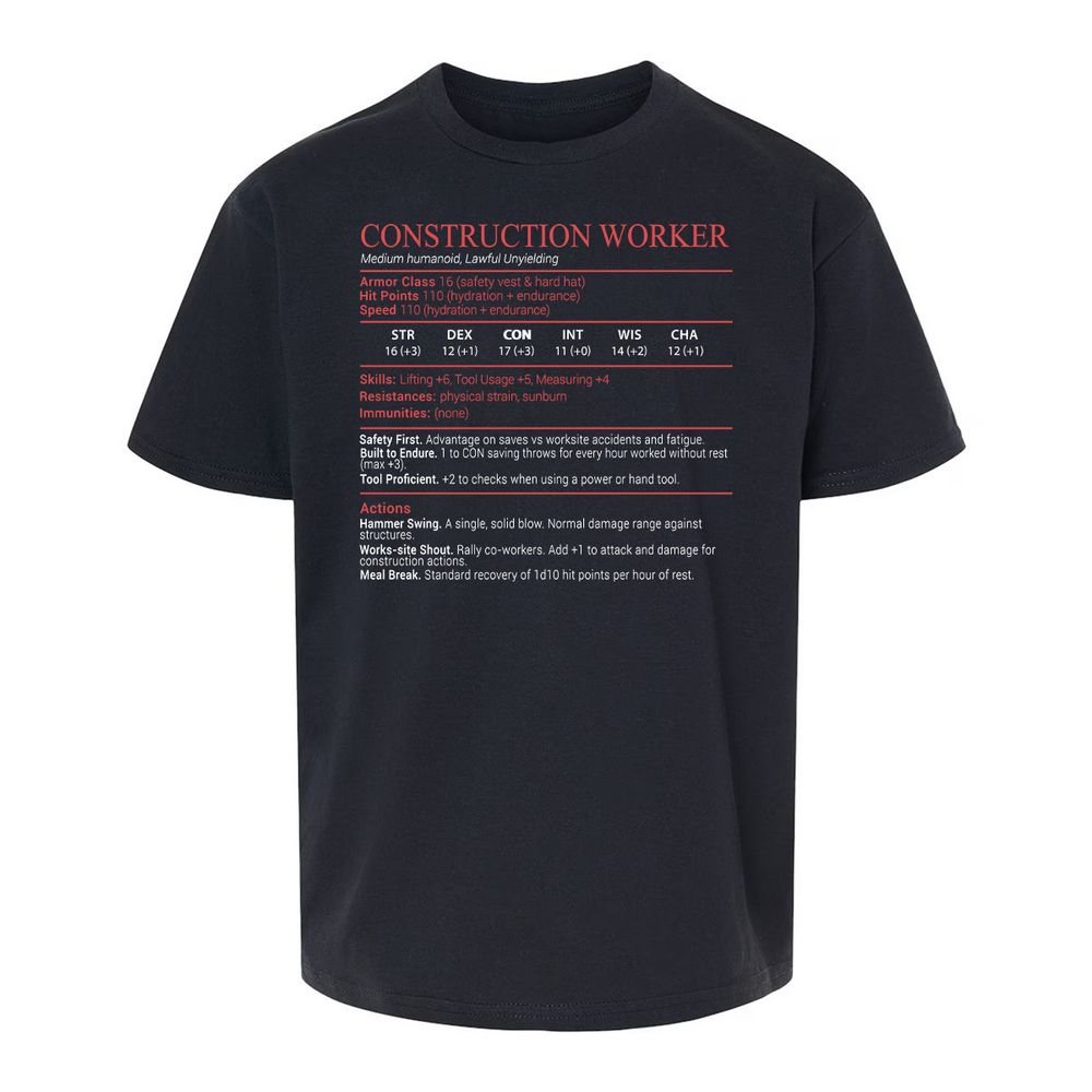 Construction Worker Stats Block - Black - 1