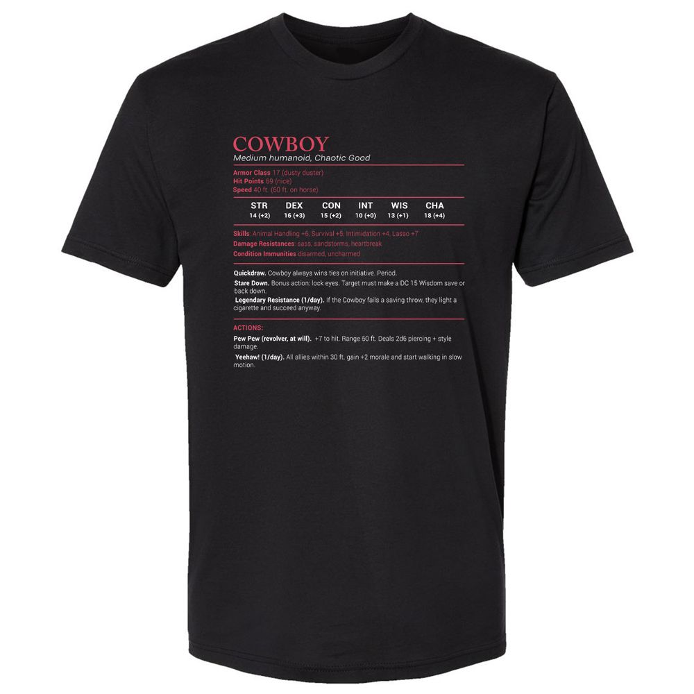 Cowboy Stats Premium Unisex T-Shirt - Black - 1