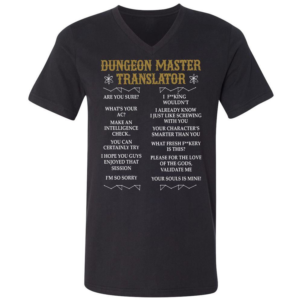 Dungeon Master Translator Unisex V-Neck T-Shirt - Black - 1