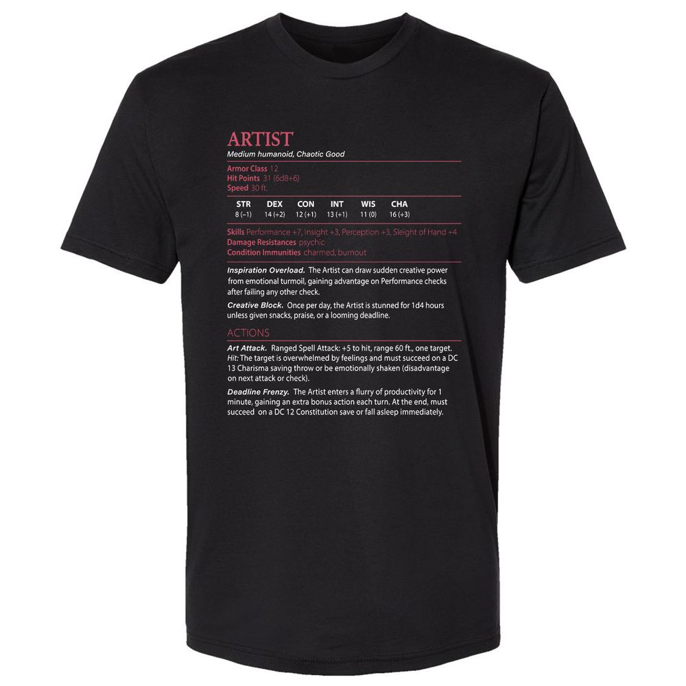 Artist Stats Premium Unisex T-Shirt - Black - 1