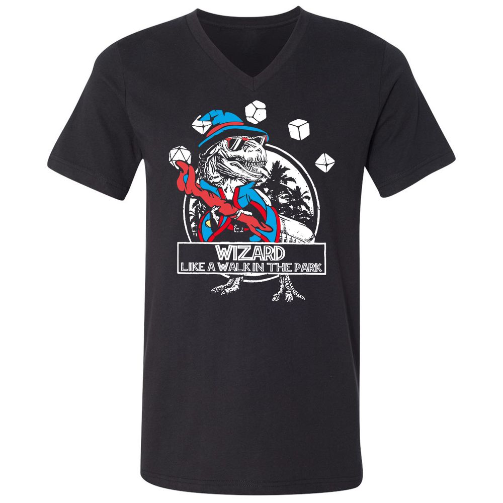 Wizard Like The Walk In The Park Unisex V-Neck T-Shirt - Black - 1