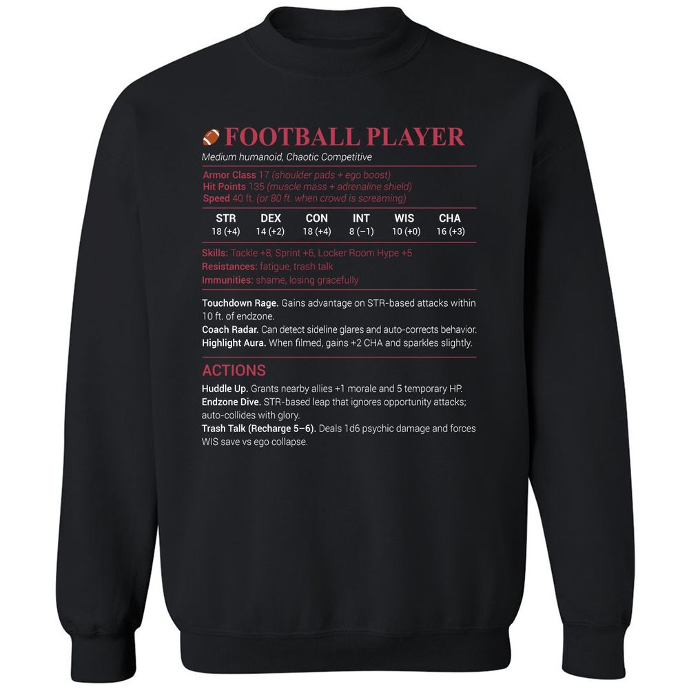 Football Player Classic Unisex Sweatshirt - Black - 1