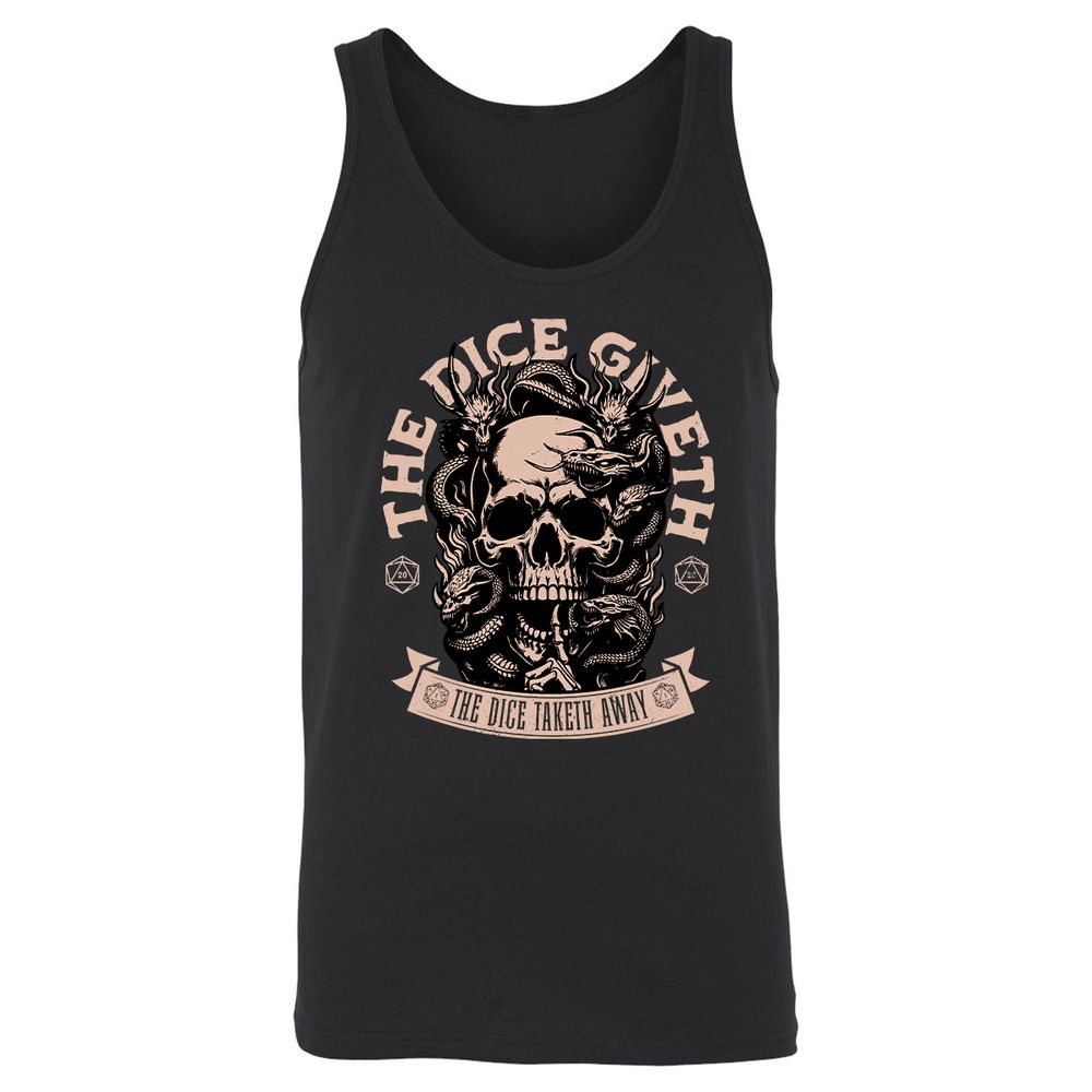 The Dice Giveth The Dice Taketh Away Unisex Jersey Tank - Black - 1