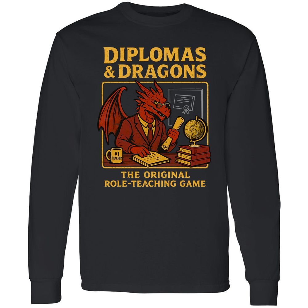 Diplomas & Dragons Long Sleeve T-Shirt - Black - 1