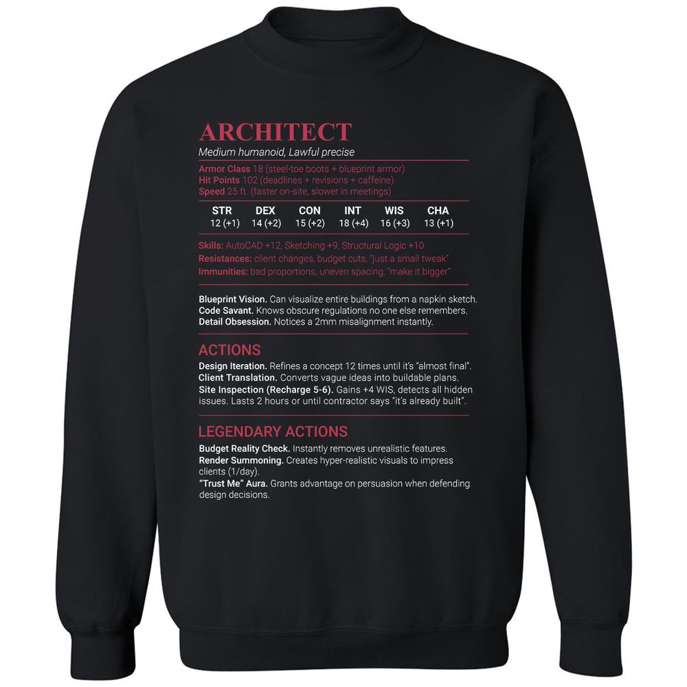 Architect Stats Classic Unisex Sweatshirt - Black - 1