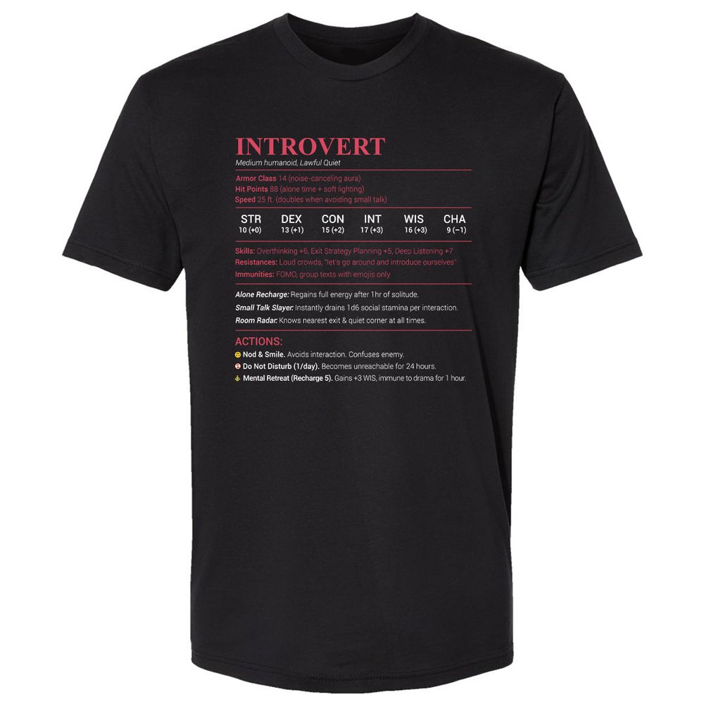 Introvert Stats Premium Unisex T-Shirt - Black - 1