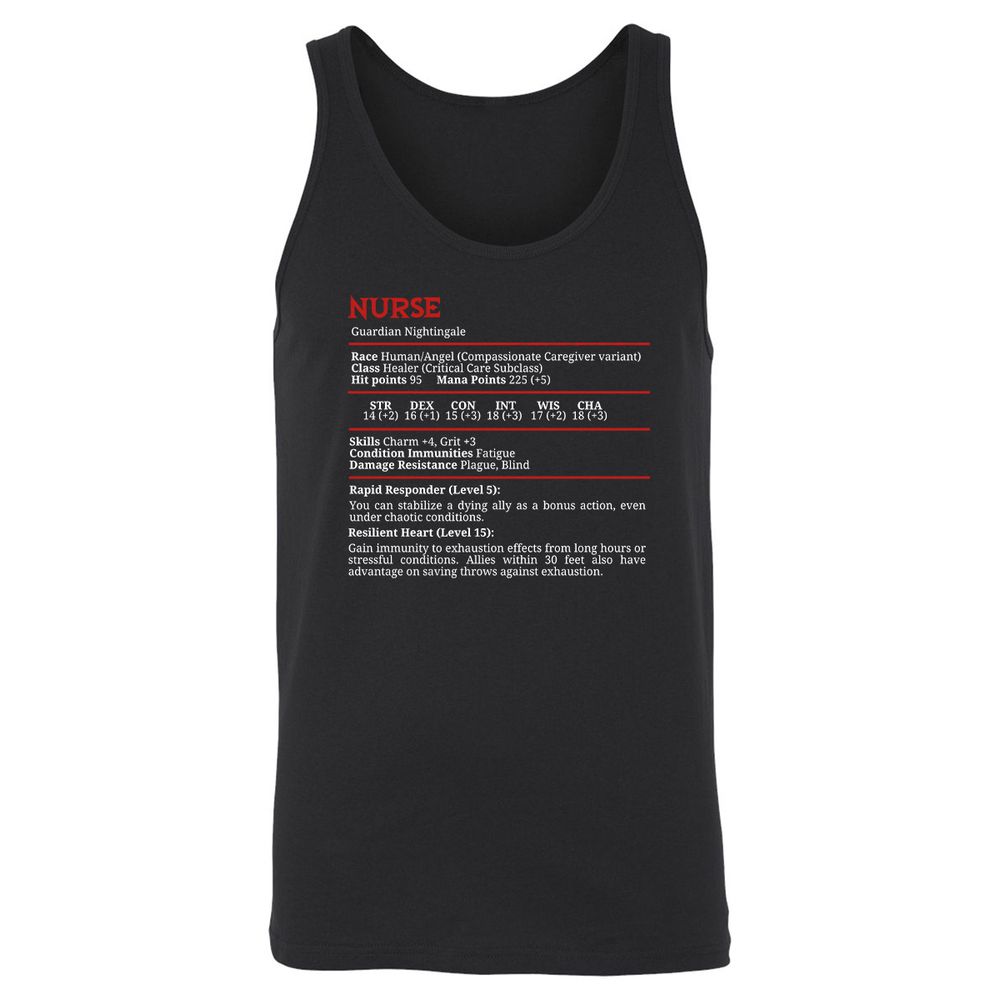 Nurse Stats Unisex Jersey Tank - Black - 1