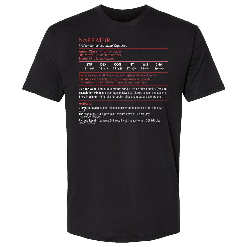 Narrator Stats Block - Black - 1