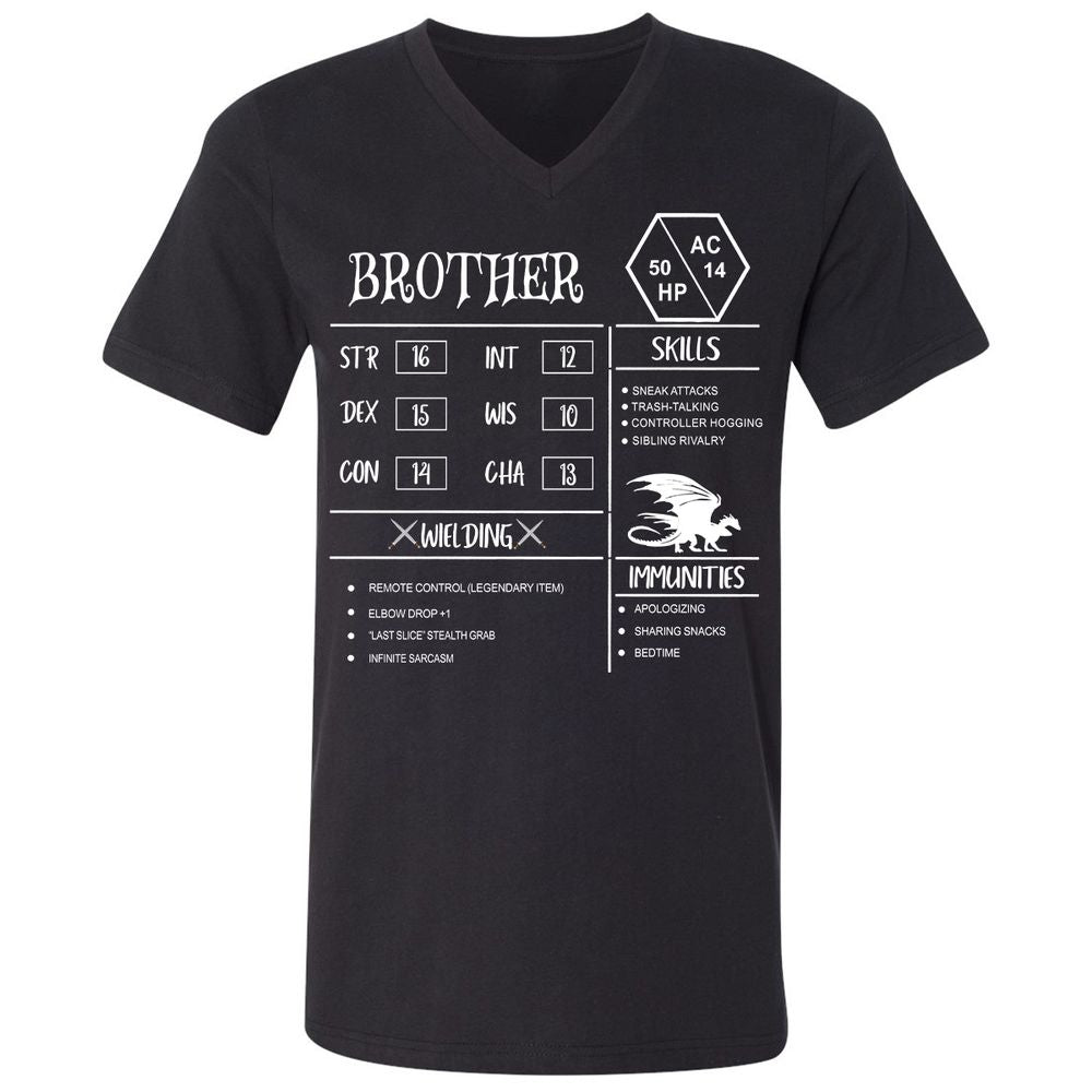 Brother Stats Unisex V-Neck T-Shirt - Black - 1