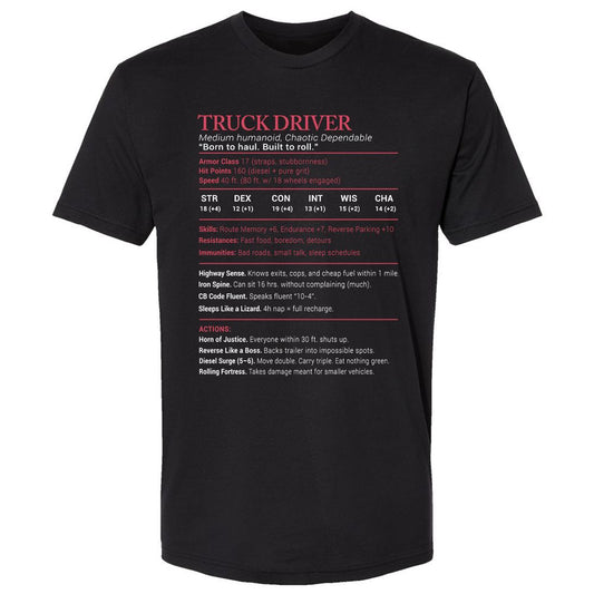 Truck Driver Stats Premium Unisex T-Shirt - Black - 1