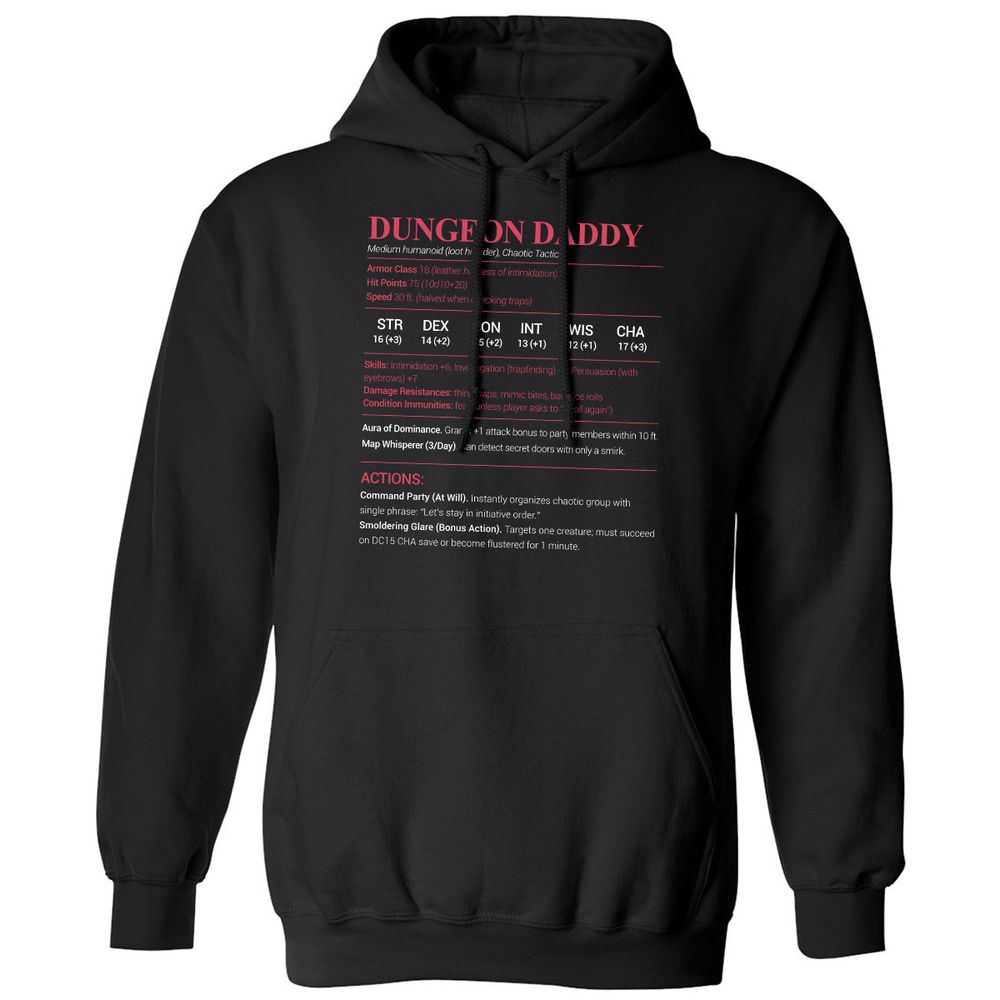 Dungeon Daddy Stats Classic Unisex Hoodie - Black - 1
