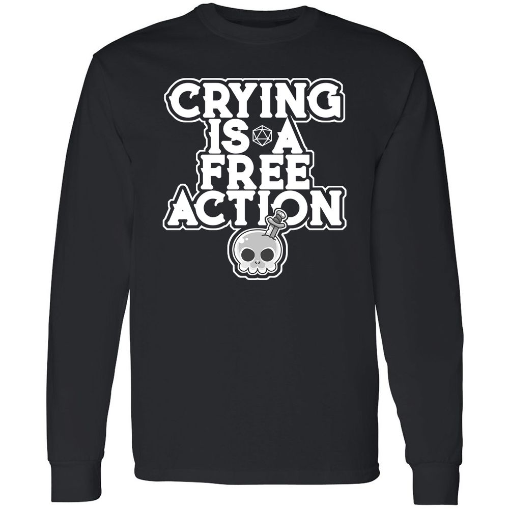 Crying Is A Free Action Long Sleeve T-Shirt - Black - 1