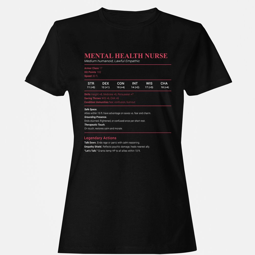 Mental Health Nurse Stats Women's T-Shirt - Black - 1