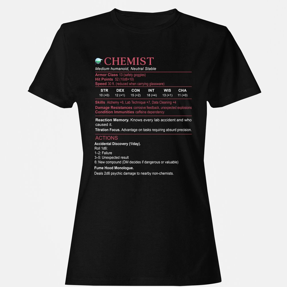 Chemist Stats Women's T-Shirt - Black - 1