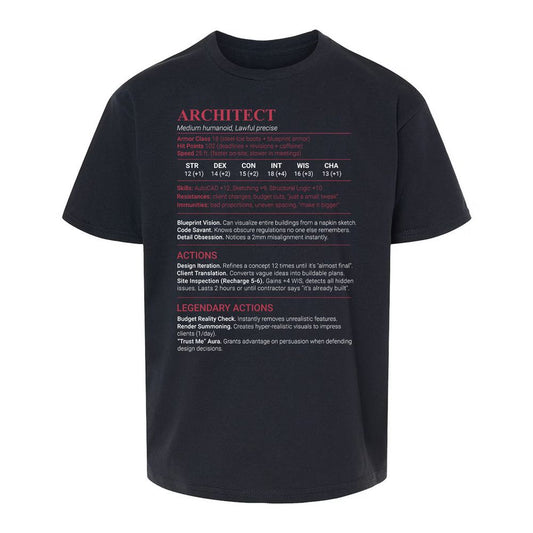 Architect Stats Kids T-Shirt - Black - 1