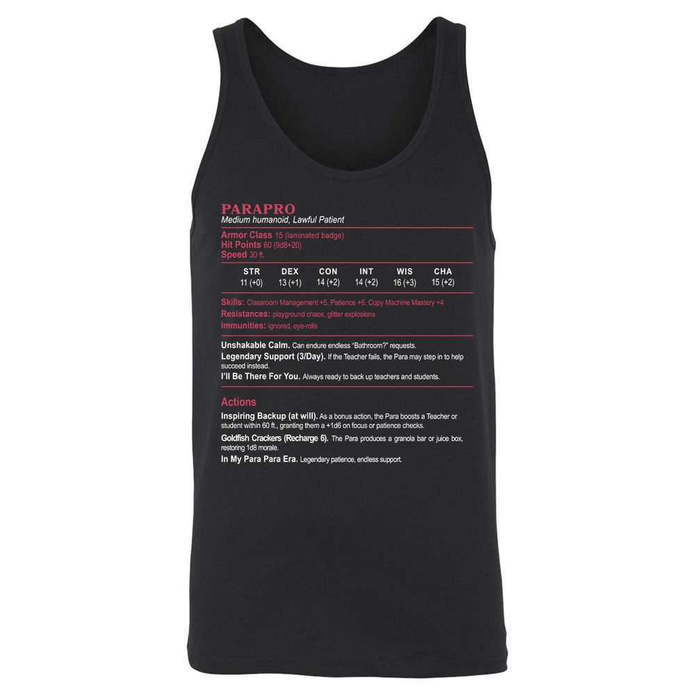 para Unisex Jersey Tank - Black - 1