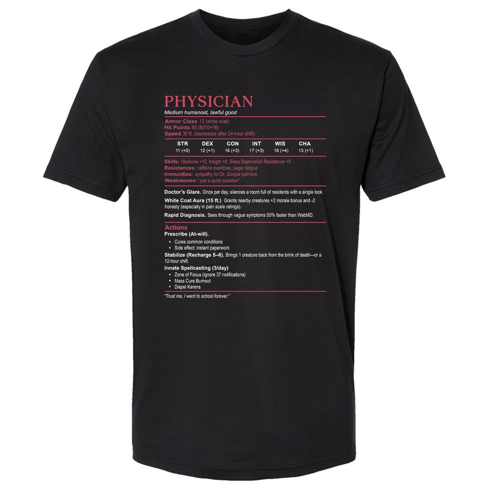 Physician Stats Premium Unisex T-Shirt - Black - 1