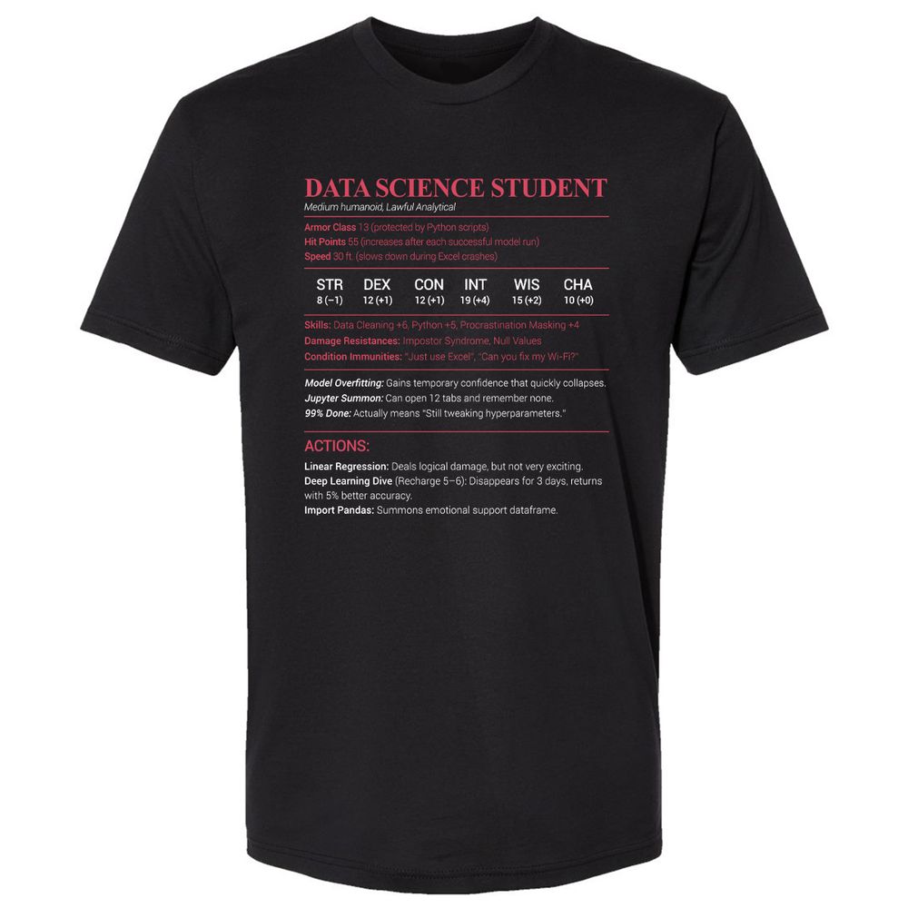 Data Science Student Premium Unisex T-Shirt - Black - 1