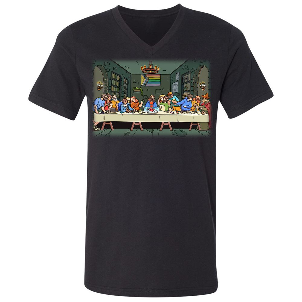 DnD Characters Pride Themed The Last Supper Shirt Unisex V-Neck T-Shirt - Black - 1