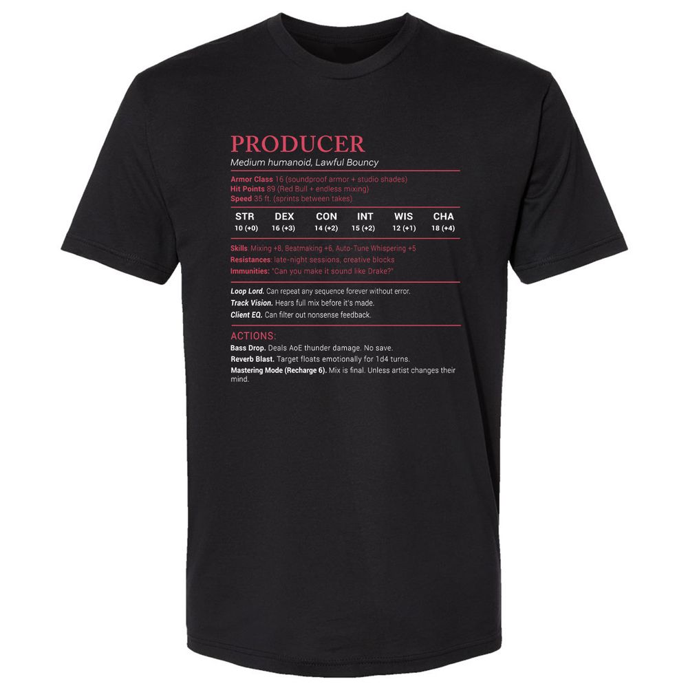 Producer Stats Premium Unisex T-Shirt - Black - 1