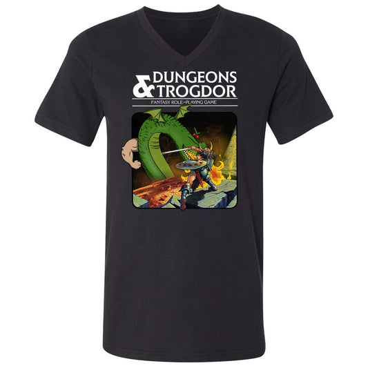 Trogdor Unisex V-Neck T-Shirt - Black - 1