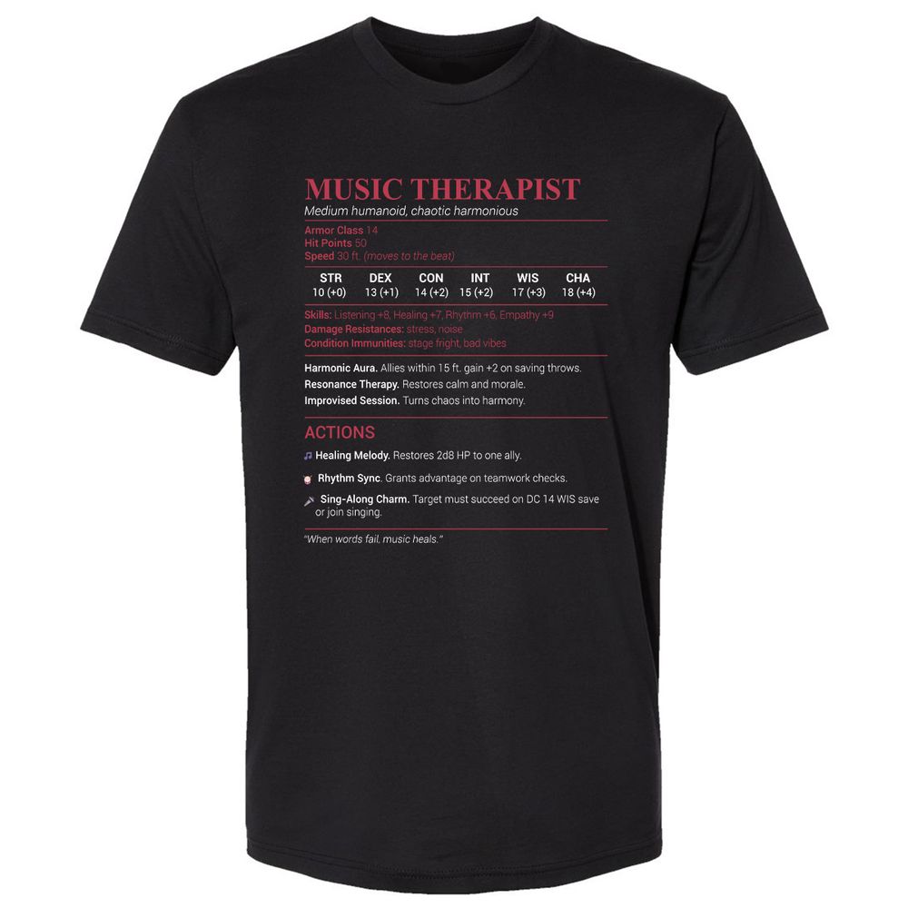 Music Therapist Premium Unisex T-Shirt - Black - 1
