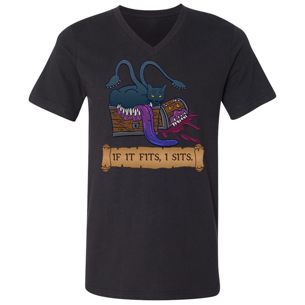If It Fits I Sits Unisex V-Neck T-Shirt - Black - 1