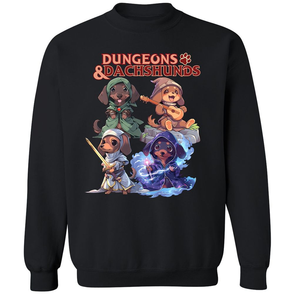 Dungeons & Dachshunds Classic Unisex Sweatshirt - Black - 1