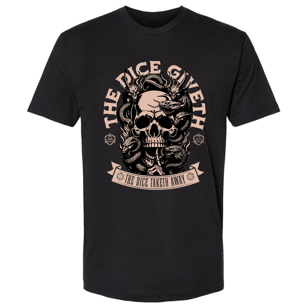 The Dice Giveth The Dice Taketh Away Premium Unisex T-Shirt - Black - 1