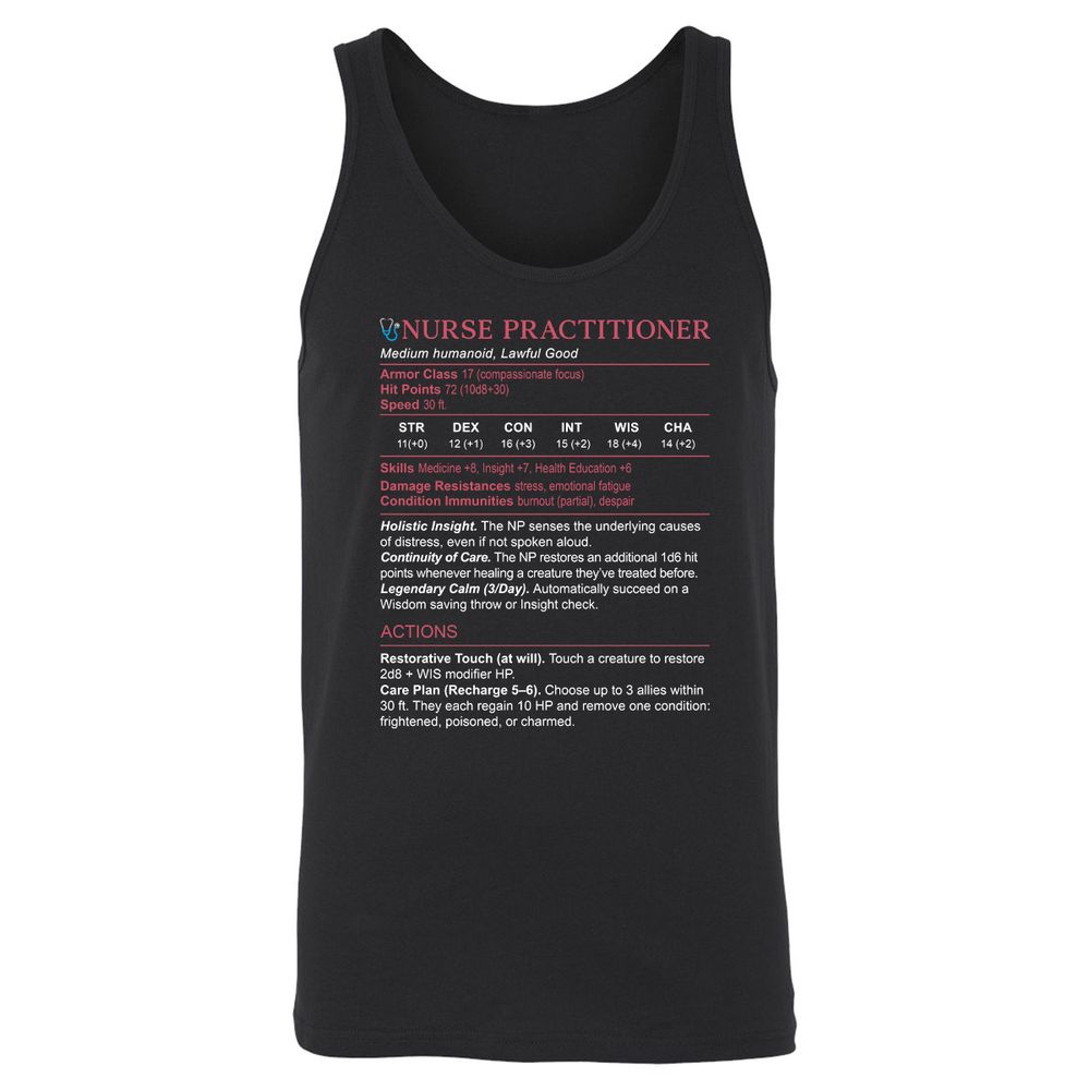 Nurse Practitioner Stats Unisex Jersey Tank - Black - 1