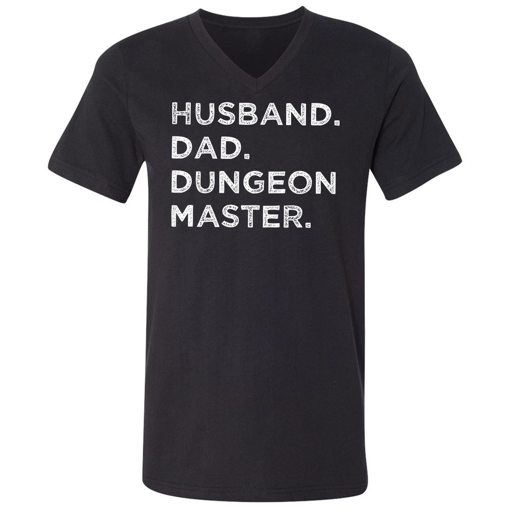Husband Dad Dungeon Master Unisex V-Neck T-Shirt - Black - 1