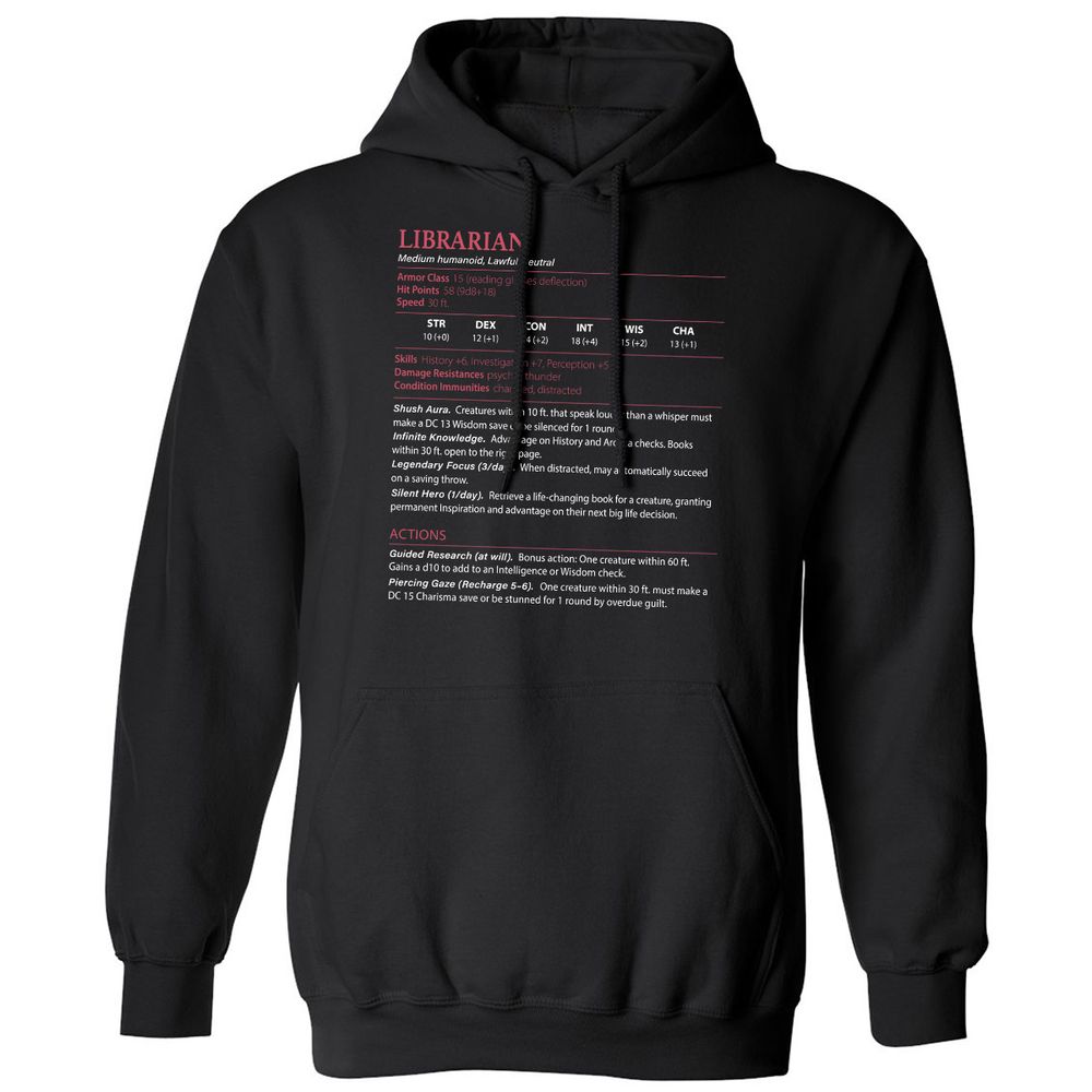 Librarian Stats Classic Unisex Hoodie - Black - 1