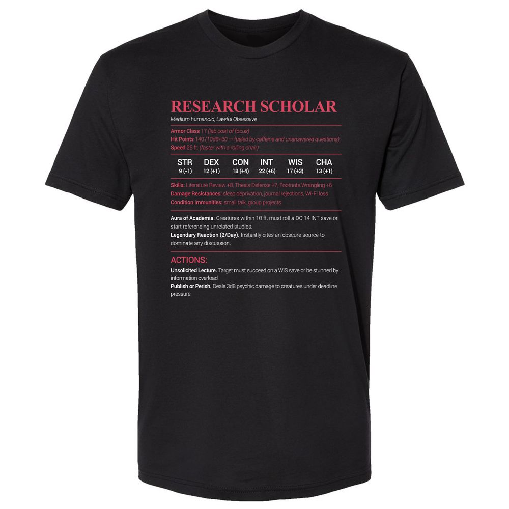 Research Scholar Premium Unisex T-Shirt - Black - 1
