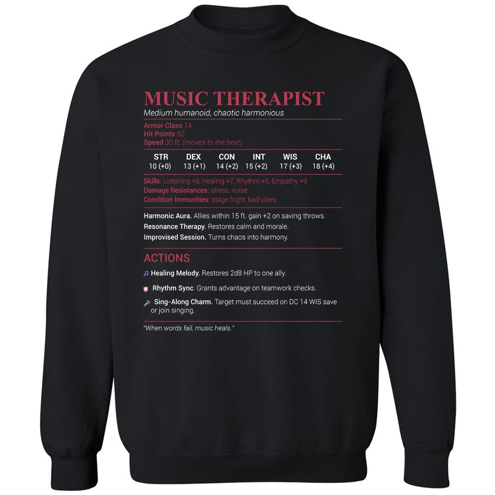 Music Therapist Classic Unisex Sweatshirt - Black - 1