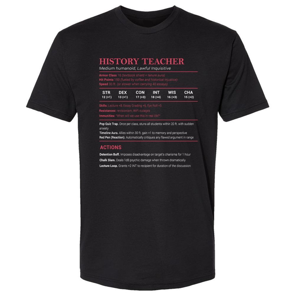 History Teacher Premium Unisex T-Shirt - Black - 1