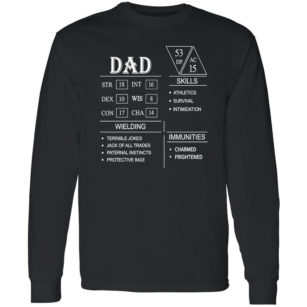Dad Stat Block Long Sleeve T-Shirt - Black - 1
