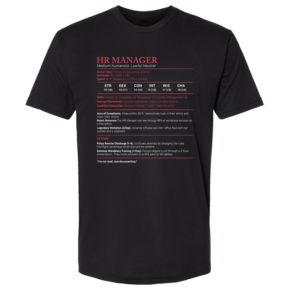 HR Manager Stats Premium Unisex T-Shirt - Black - 1