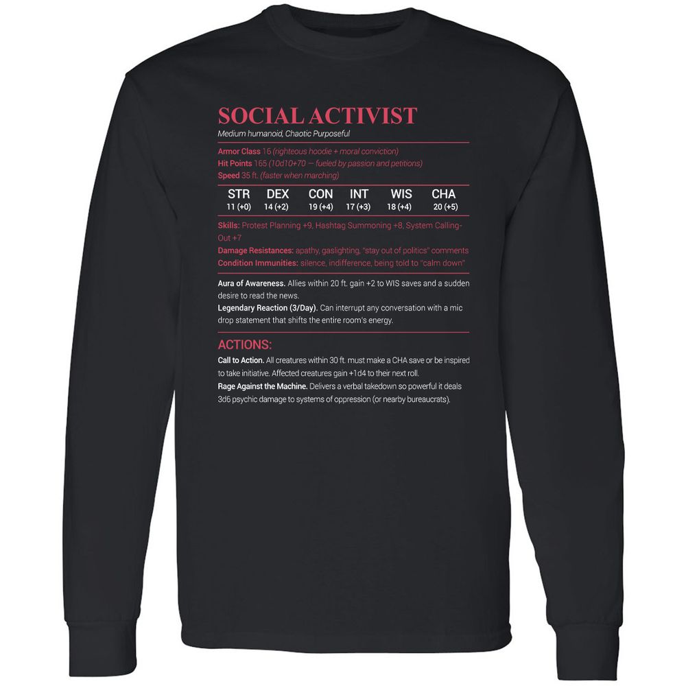 Social Activist Long Sleeve T-Shirt - Black - 1