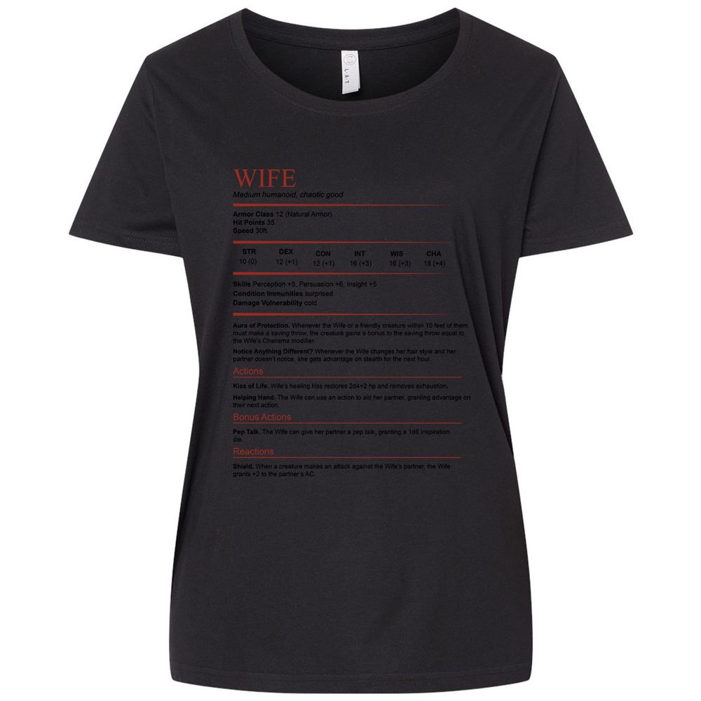 Wife White Ladies Curvy Jersey - Blended Black - 1