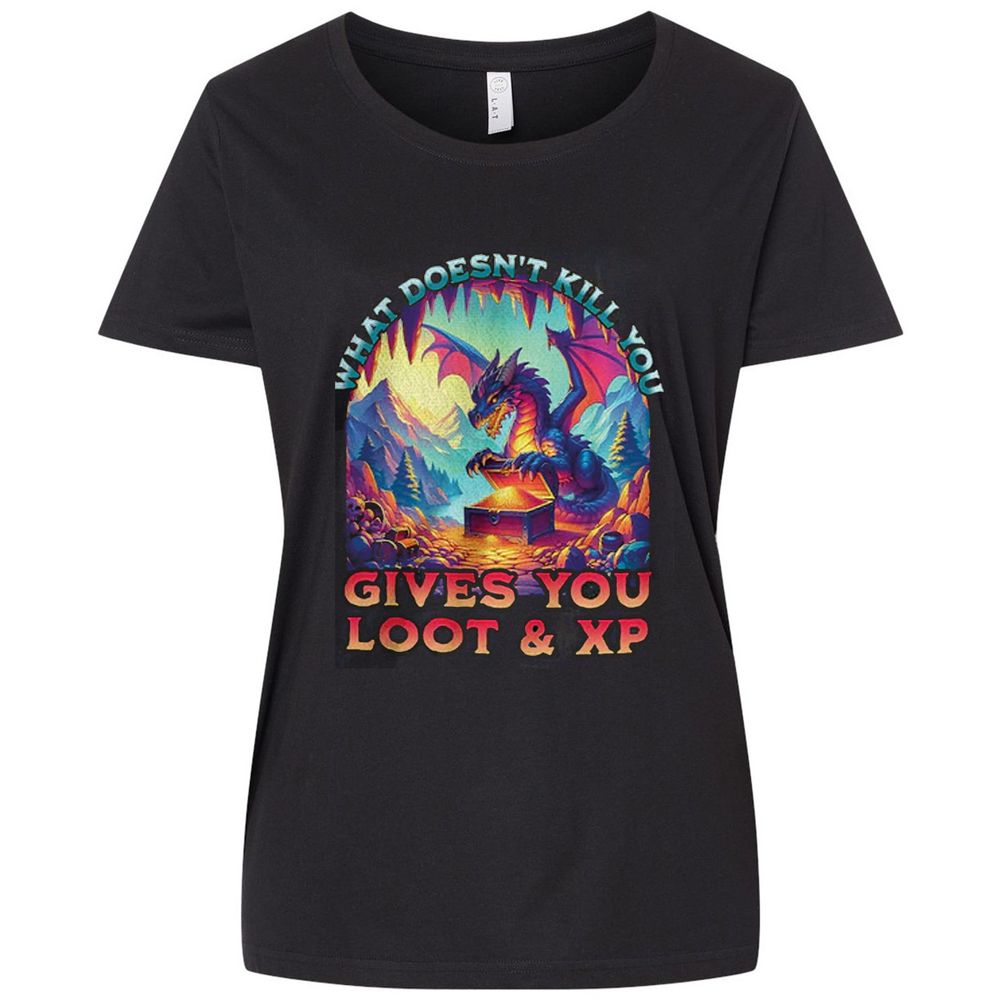 What Doesn't Kill You Give You Loot & XP Ladies Curvy Jersey - Blended Black - 1