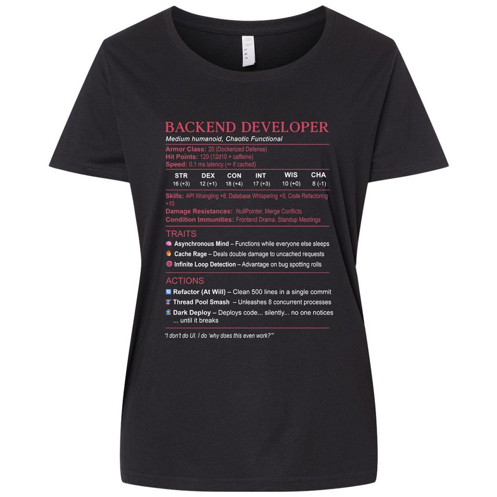 Backend Developer Stats Ladies Curvy Jersey - Blended Black - 1