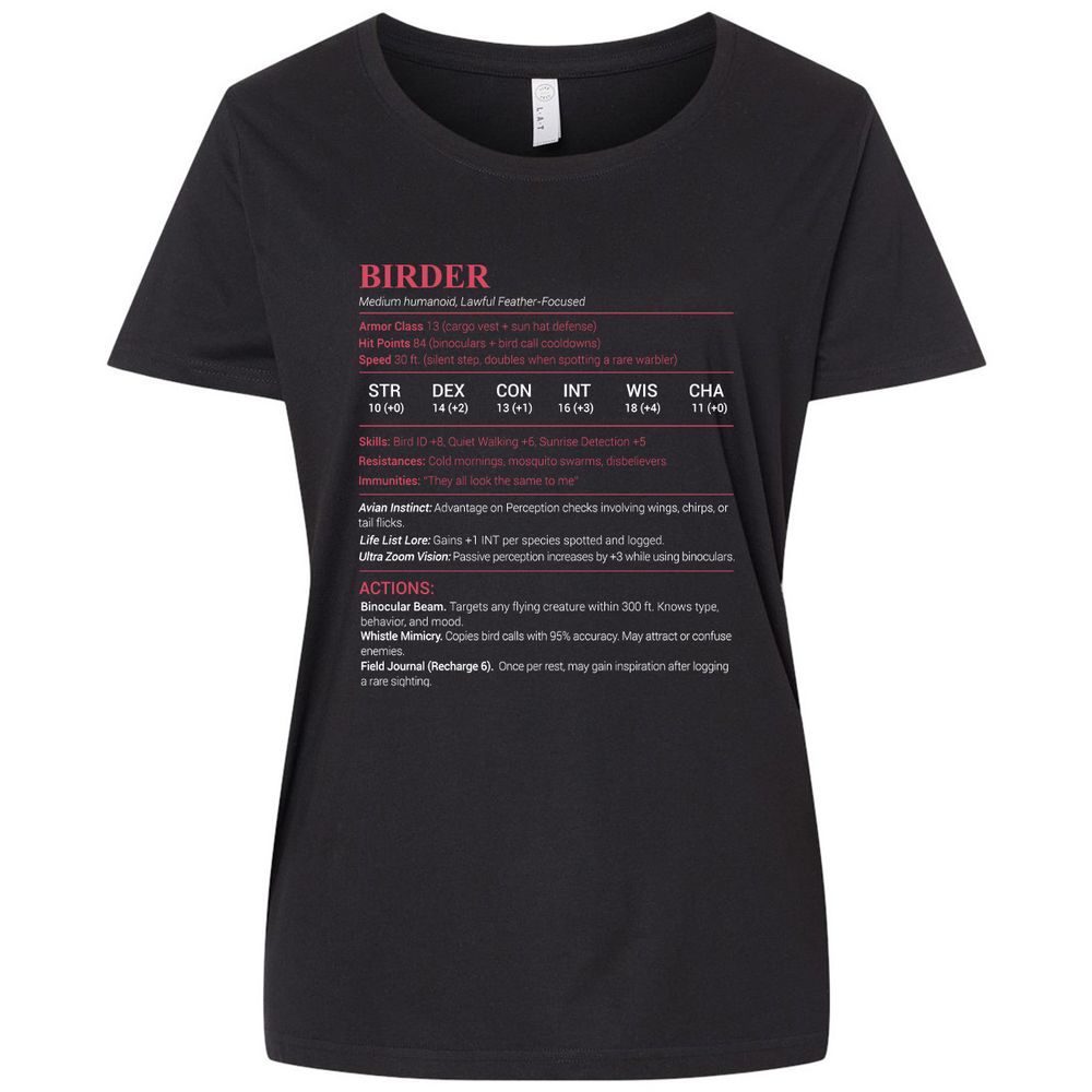 Birder Stats Ladies Curvy Jersey - Blended Black - 1