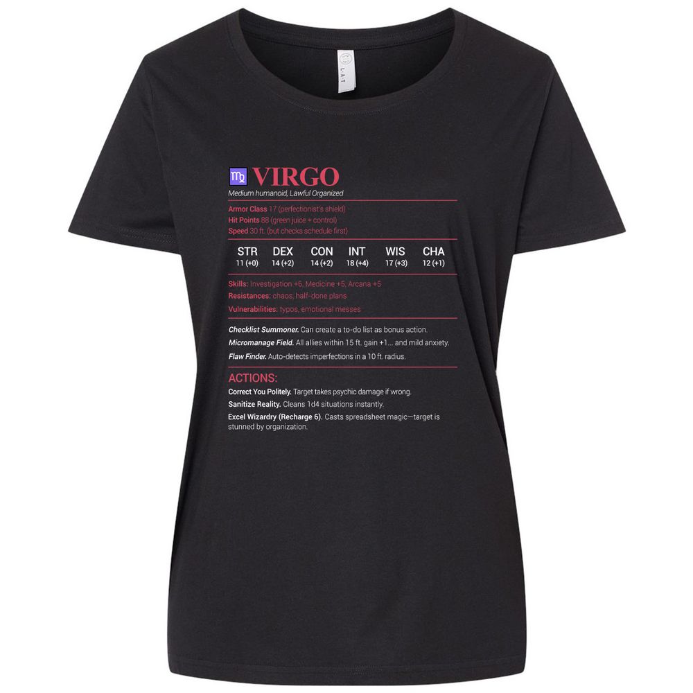 Virgo Stats Ladies Curvy Jersey - Blended Black - 1